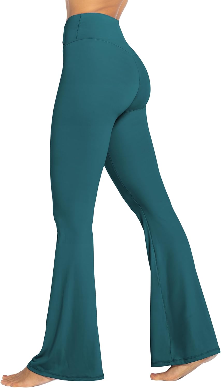 Flare Leggings, Crossover Yoga Pants with Tummy Control, High-Waisted and Wide Leg