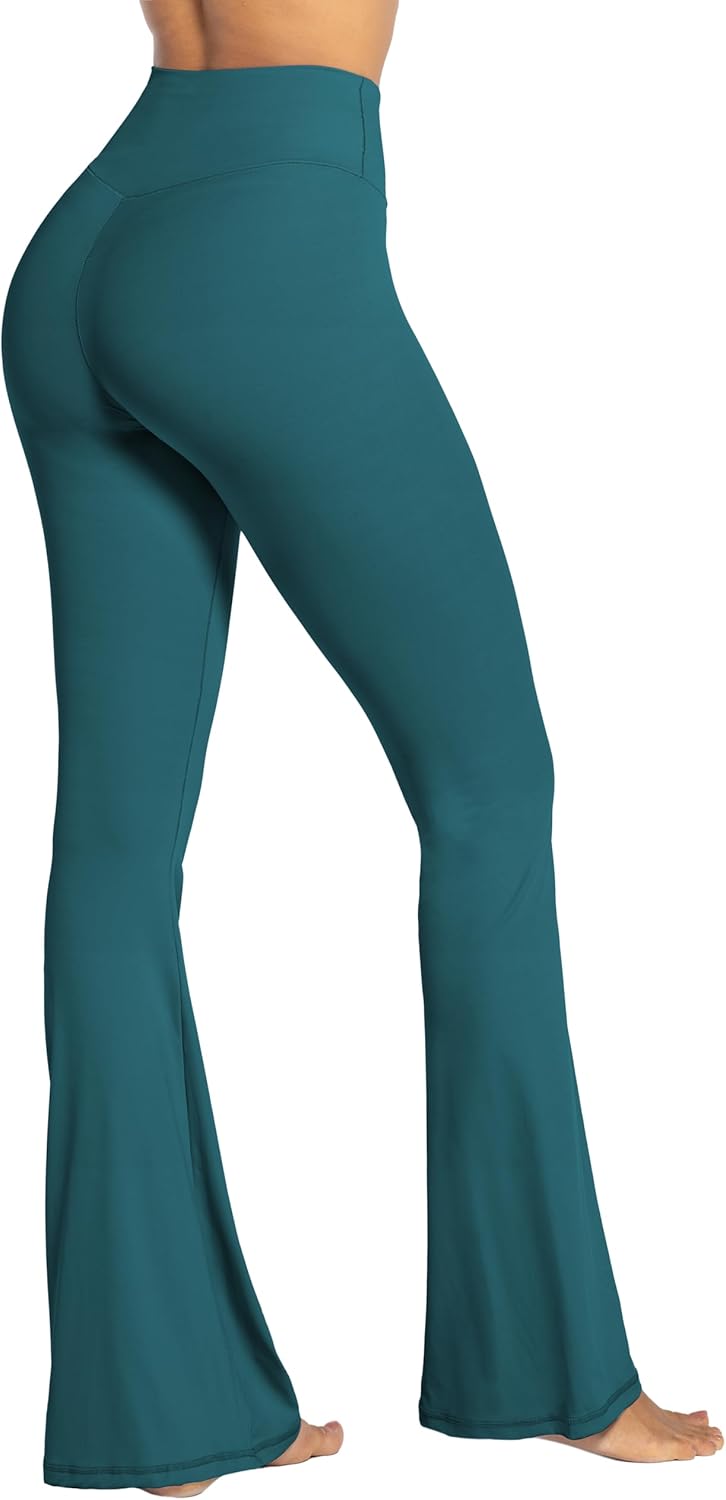 Flare Leggings, Crossover Yoga Pants with Tummy Control, High-Waisted and Wide Leg