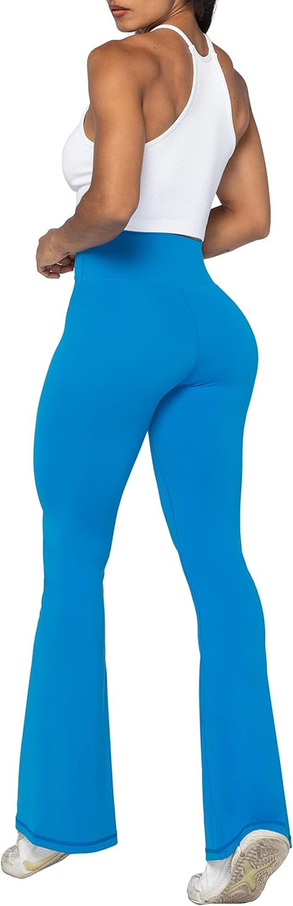 Flare Leggings, Crossover Yoga Pants with Tummy Control, High-Waisted and Wide Leg