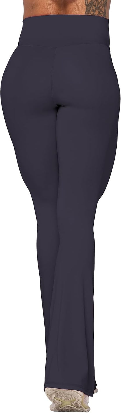 Flare Leggings, Crossover Yoga Pants with Tummy Control, High-Waisted and Wide Leg