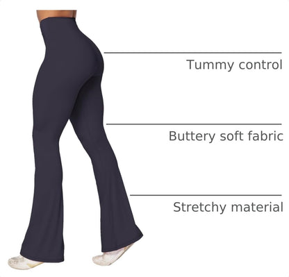 Flare Leggings, Crossover Yoga Pants with Tummy Control, High-Waisted and Wide Leg