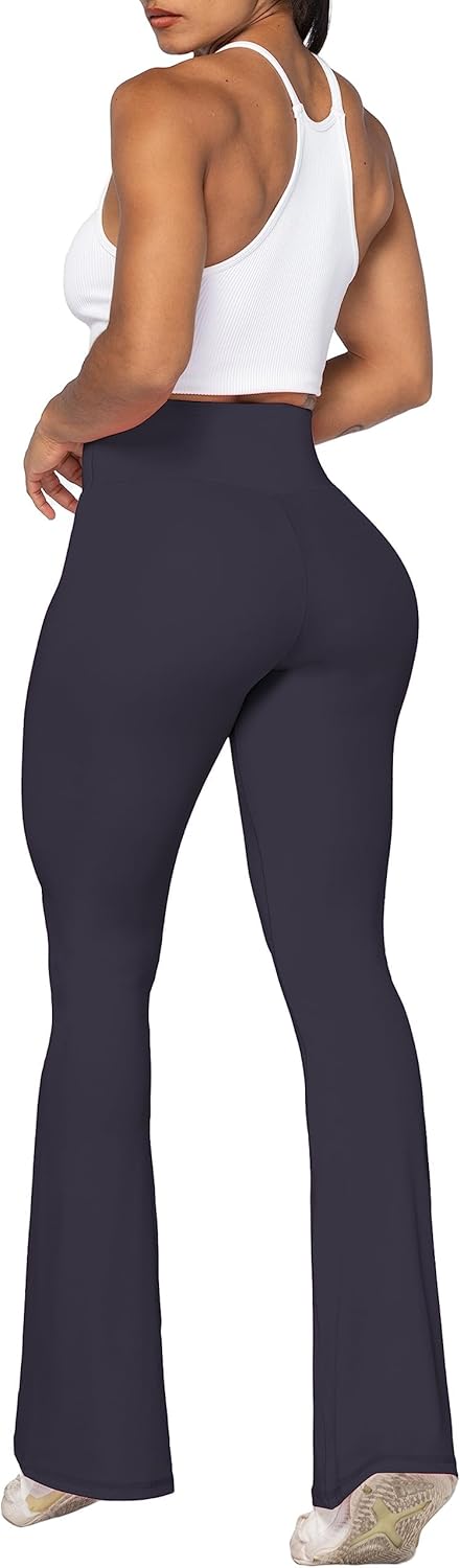 Flare Leggings, Crossover Yoga Pants with Tummy Control, High-Waisted and Wide Leg