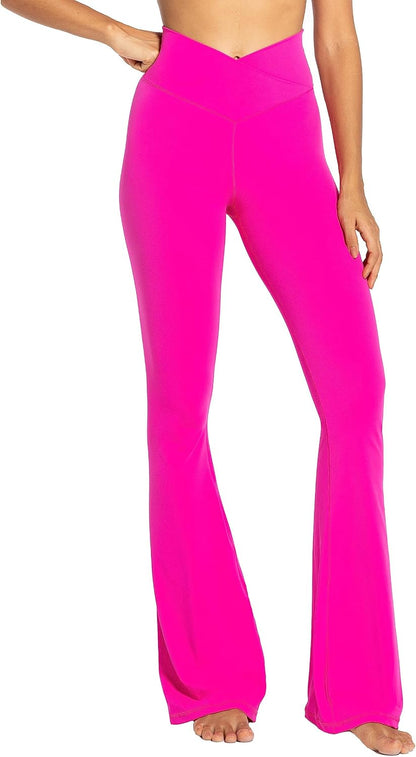 Flare Leggings, Crossover Yoga Pants with Tummy Control, High-Waisted and Wide Leg