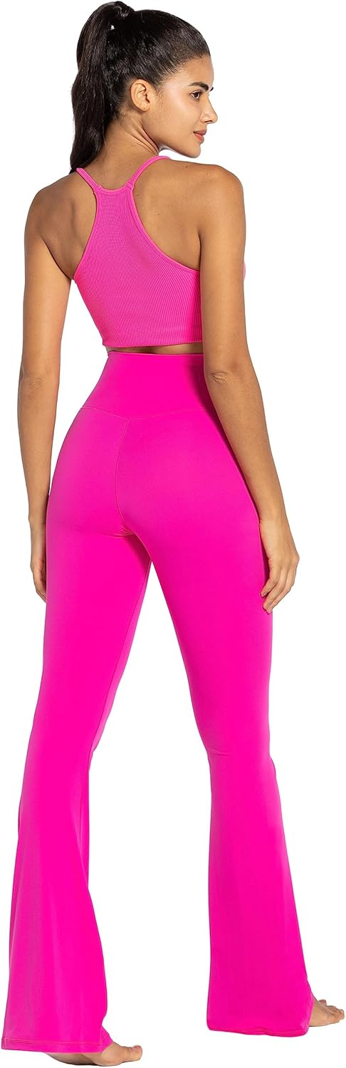 Flare Leggings, Crossover Yoga Pants with Tummy Control, High-Waisted and Wide Leg