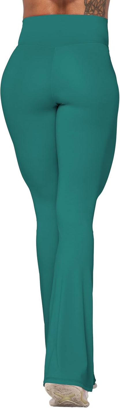 Flare Leggings, Crossover Yoga Pants with Tummy Control, High-Waisted and Wide Leg