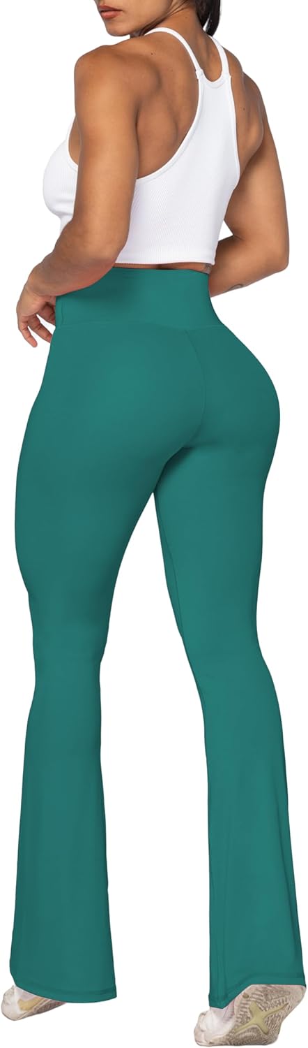 Flare Leggings, Crossover Yoga Pants with Tummy Control, High-Waisted and Wide Leg