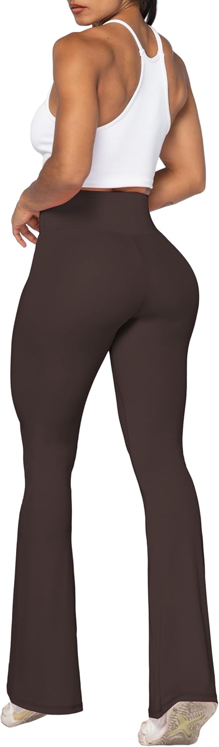 Flare Leggings, Crossover Yoga Pants with Tummy Control, High-Waisted and Wide Leg
