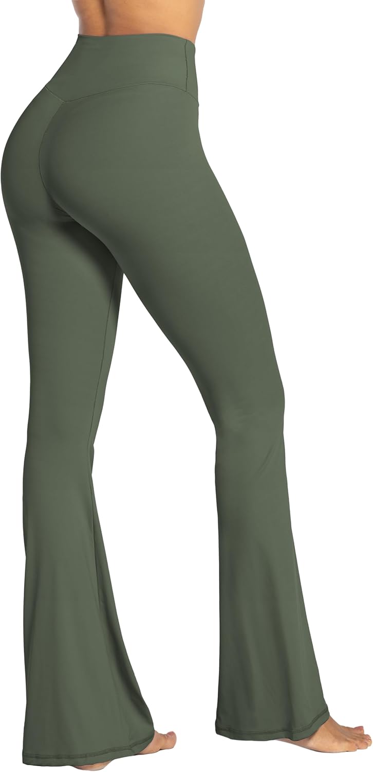 Flare Leggings, Crossover Yoga Pants with Tummy Control, High-Waisted and Wide Leg