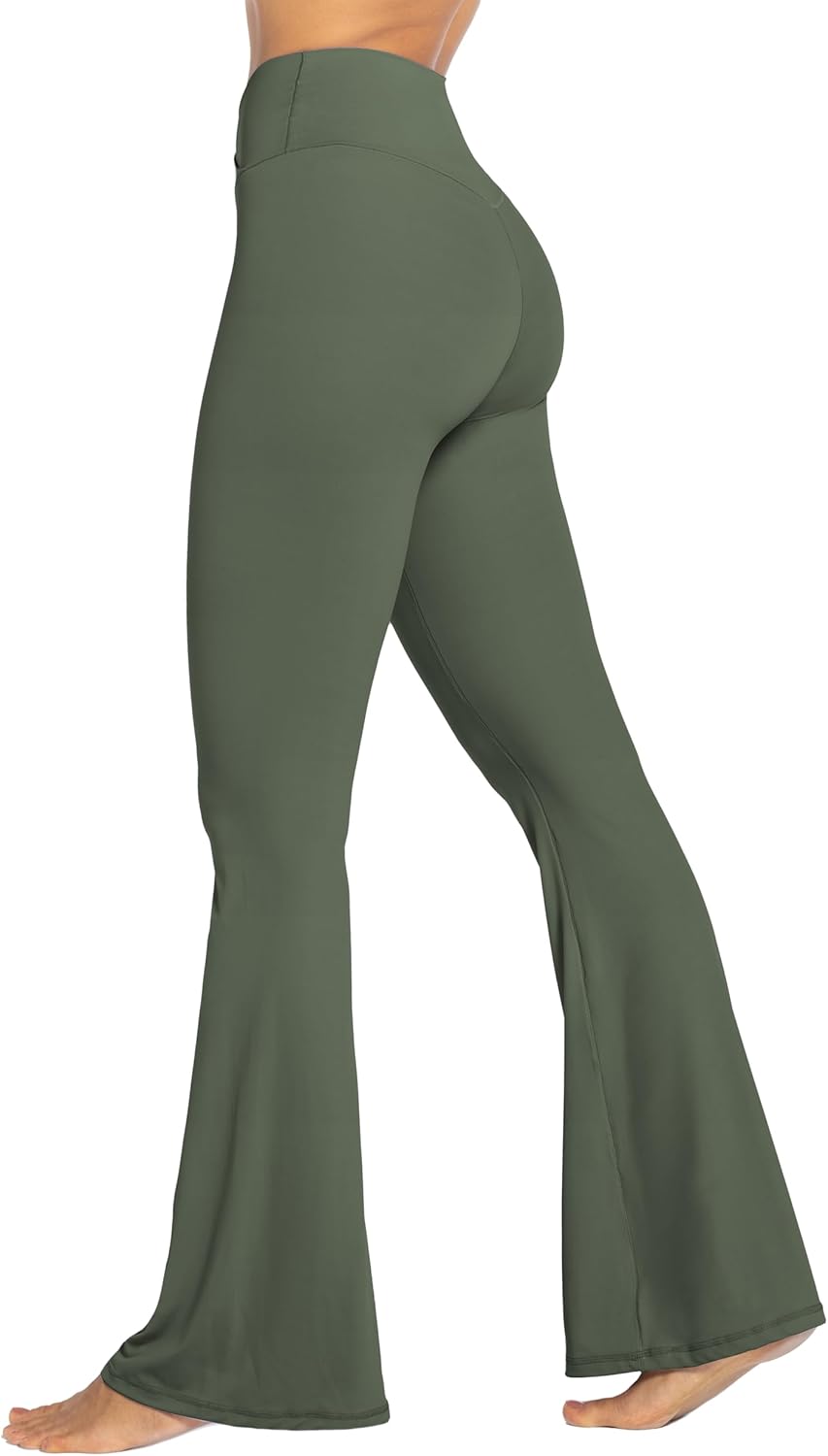 Flare Leggings, Crossover Yoga Pants with Tummy Control, High-Waisted and Wide Leg