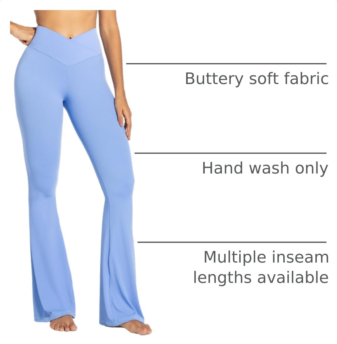Flare Leggings, Crossover Yoga Pants with Tummy Control, High-Waisted and Wide Leg