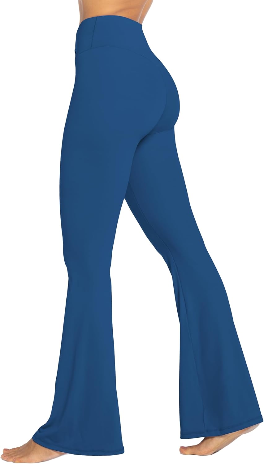 Flare Leggings, Crossover Yoga Pants with Tummy Control, High-Waisted and Wide Leg