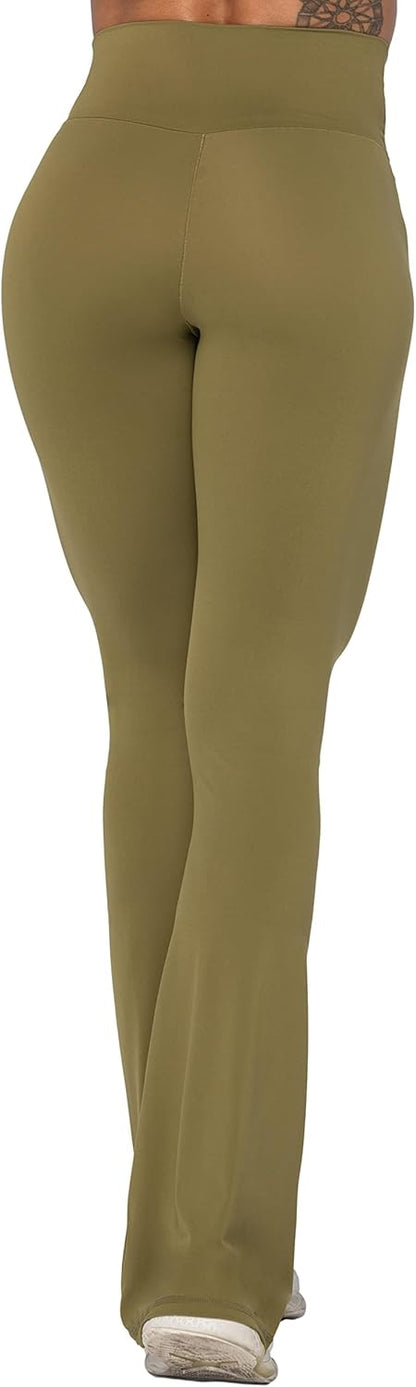 Flare Leggings, Crossover Yoga Pants with Tummy Control, High-Waisted and Wide Leg