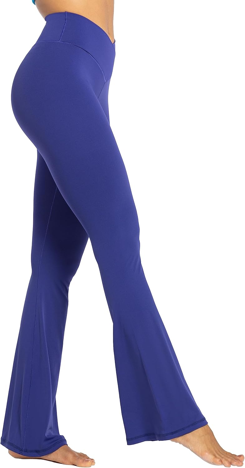 Flare Leggings, Crossover Yoga Pants with Tummy Control, High-Waisted and Wide Leg