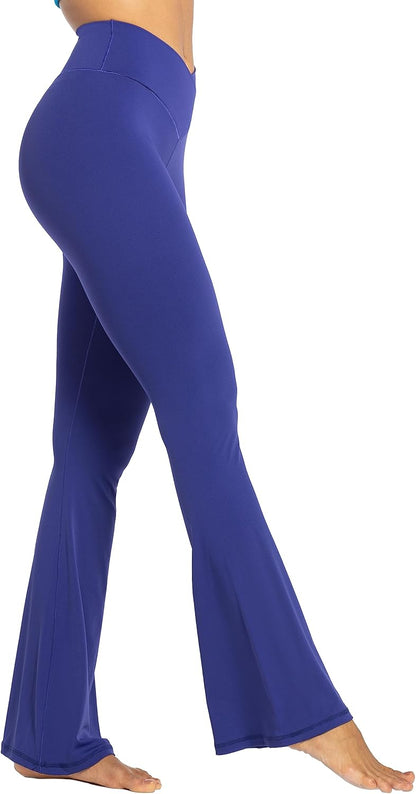 Flare Leggings, Crossover Yoga Pants with Tummy Control, High-Waisted and Wide Leg