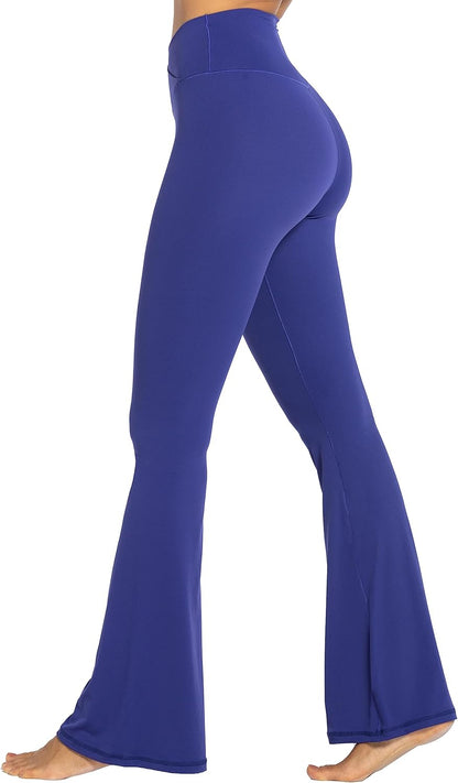 Flare Leggings, Crossover Yoga Pants with Tummy Control, High-Waisted and Wide Leg