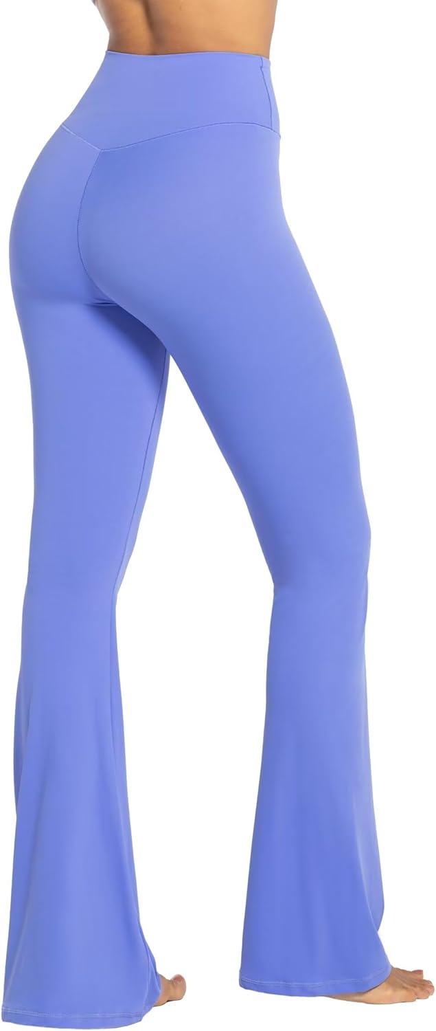 Flare Leggings, Crossover Yoga Pants with Tummy Control, High-Waisted and Wide Leg