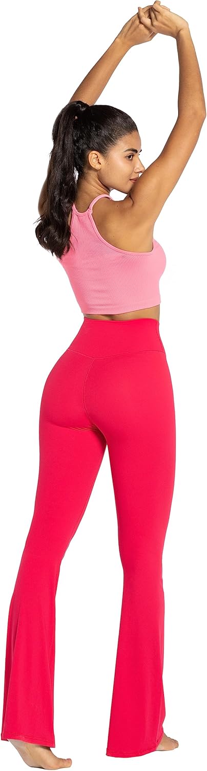 Flare Leggings, Crossover Yoga Pants with Tummy Control, High-Waisted and Wide Leg