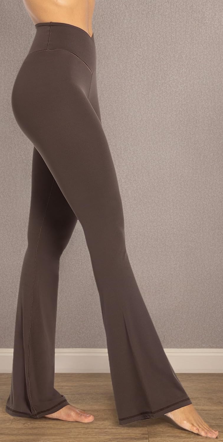 Flare Leggings, Crossover Yoga Pants with Tummy Control, High-Waisted and Wide Leg