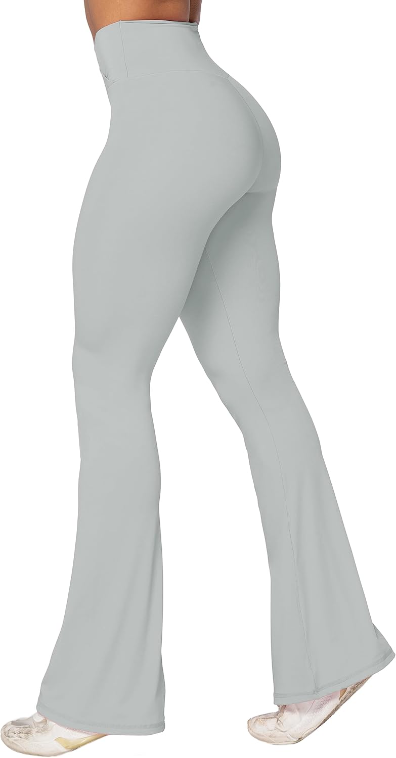 Flare Leggings, Crossover Yoga Pants with Tummy Control, High-Waisted and Wide Leg