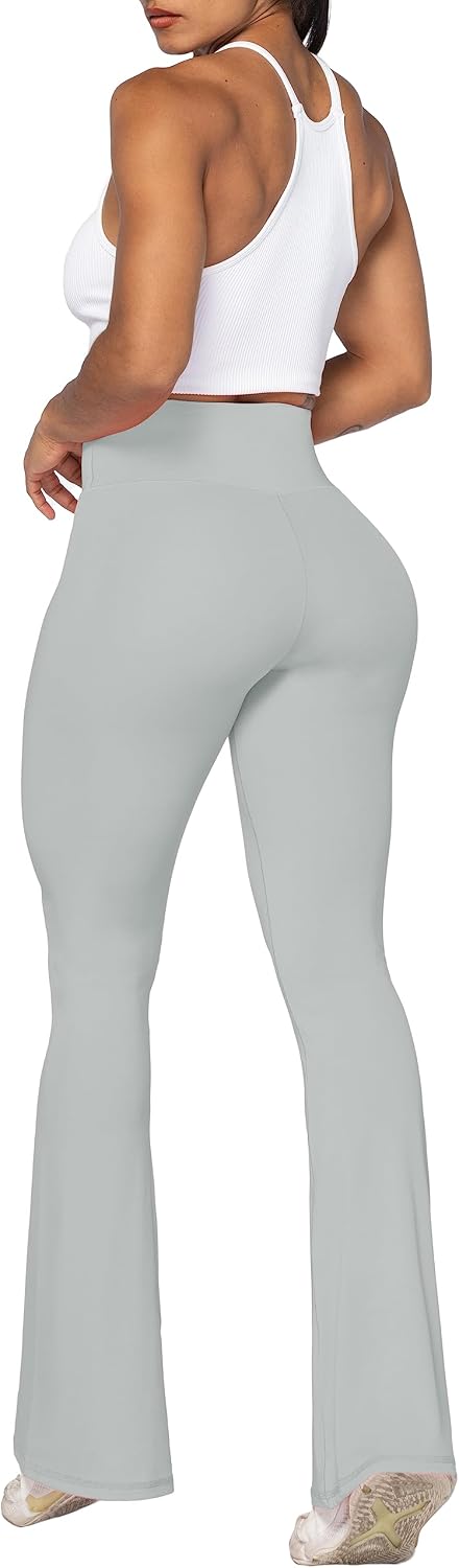 Flare Leggings, Crossover Yoga Pants with Tummy Control, High-Waisted and Wide Leg