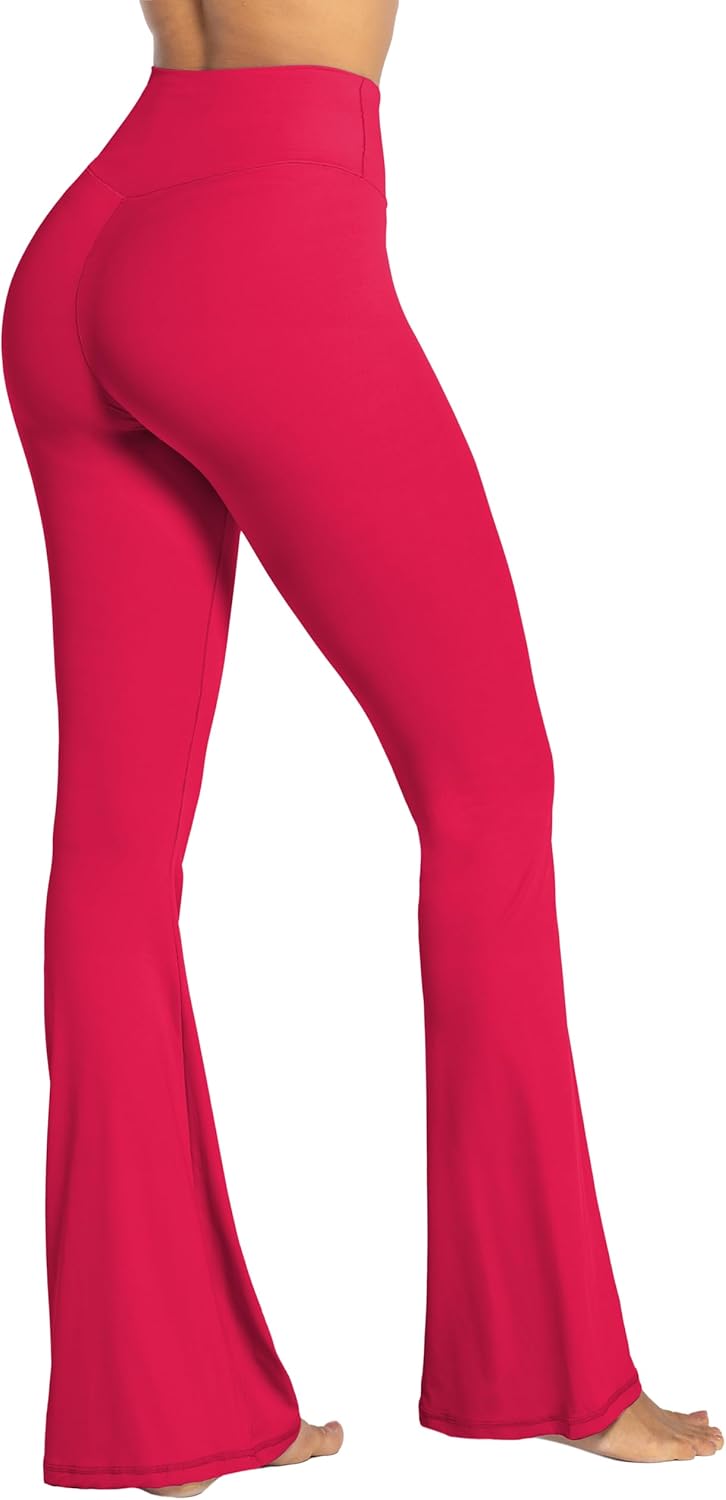 Flare Leggings, Crossover Yoga Pants with Tummy Control, High-Waisted and Wide Leg