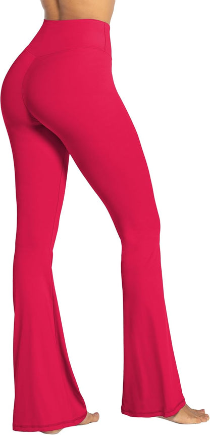 Flare Leggings, Crossover Yoga Pants with Tummy Control, High-Waisted and Wide Leg