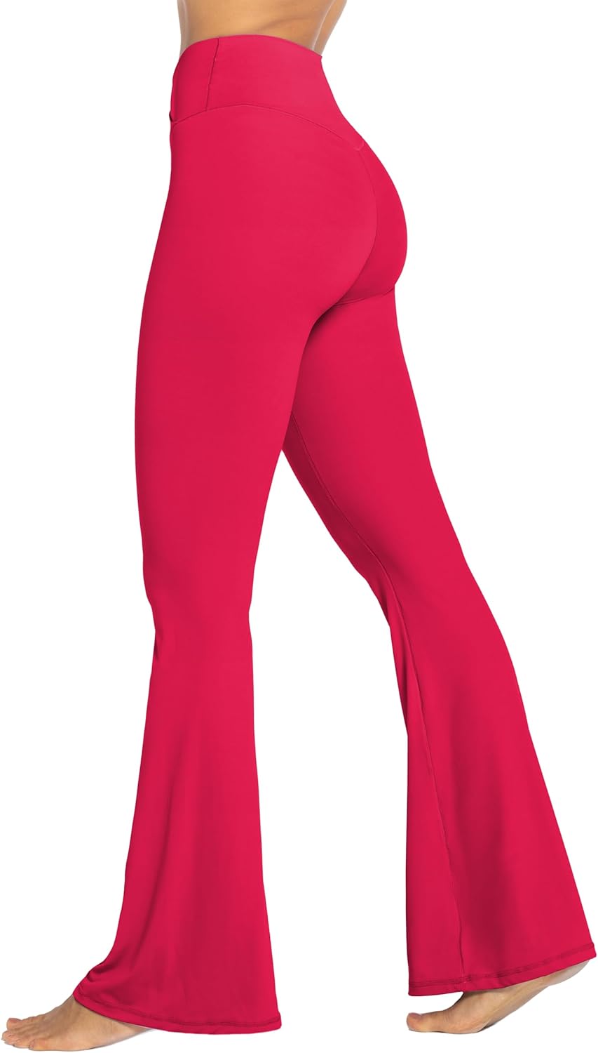 Flare Leggings, Crossover Yoga Pants with Tummy Control, High-Waisted and Wide Leg
