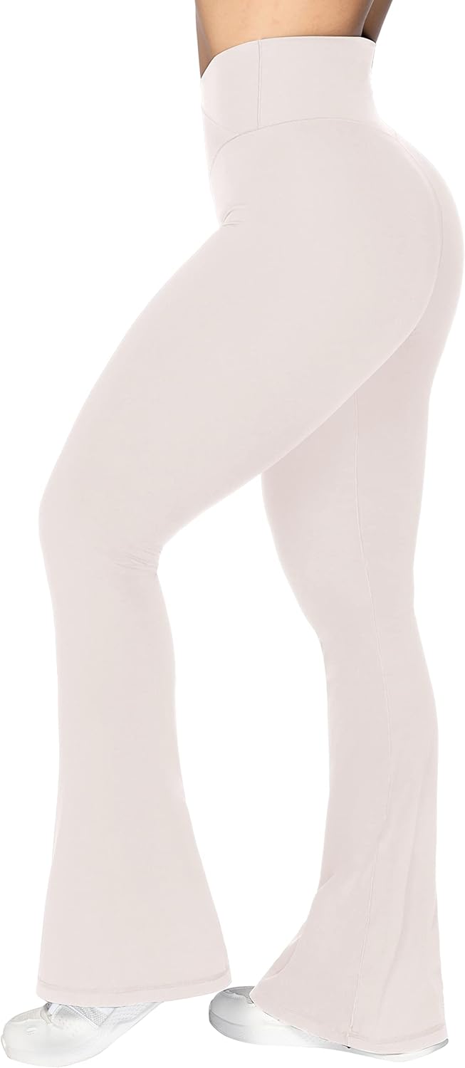 Flare Leggings, Crossover Yoga Pants with Tummy Control, High-Waisted and Wide Leg