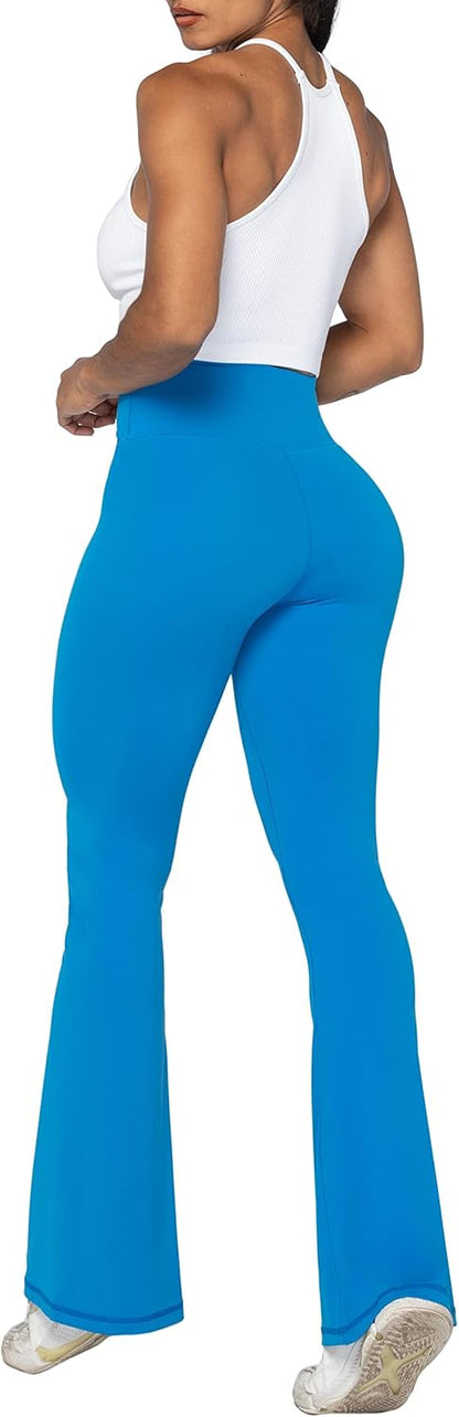 Flare Leggings, Crossover Yoga Pants with Tummy Control, High-Waisted and Wide Leg