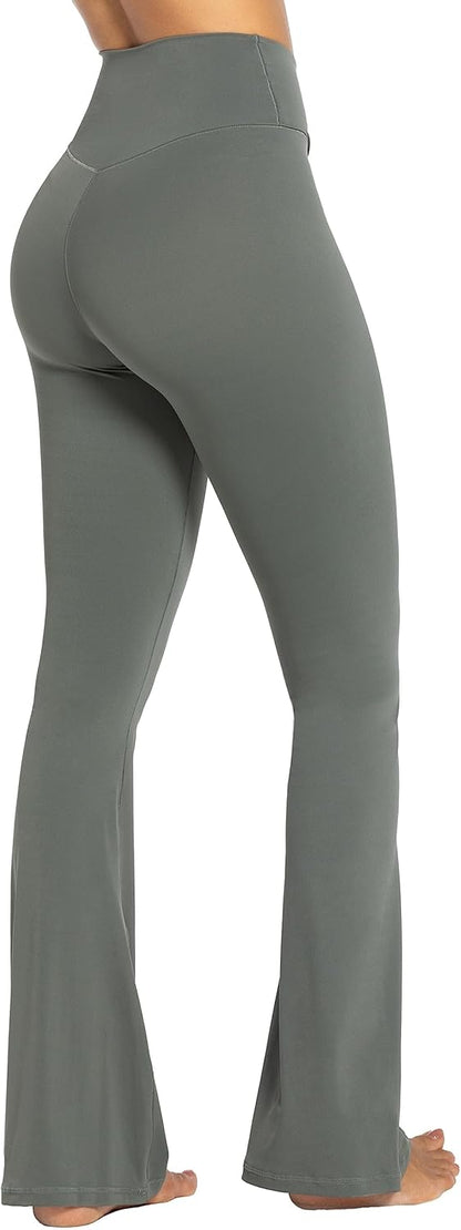 Flare Leggings, Crossover Yoga Pants with Tummy Control, High-Waisted and Wide Leg