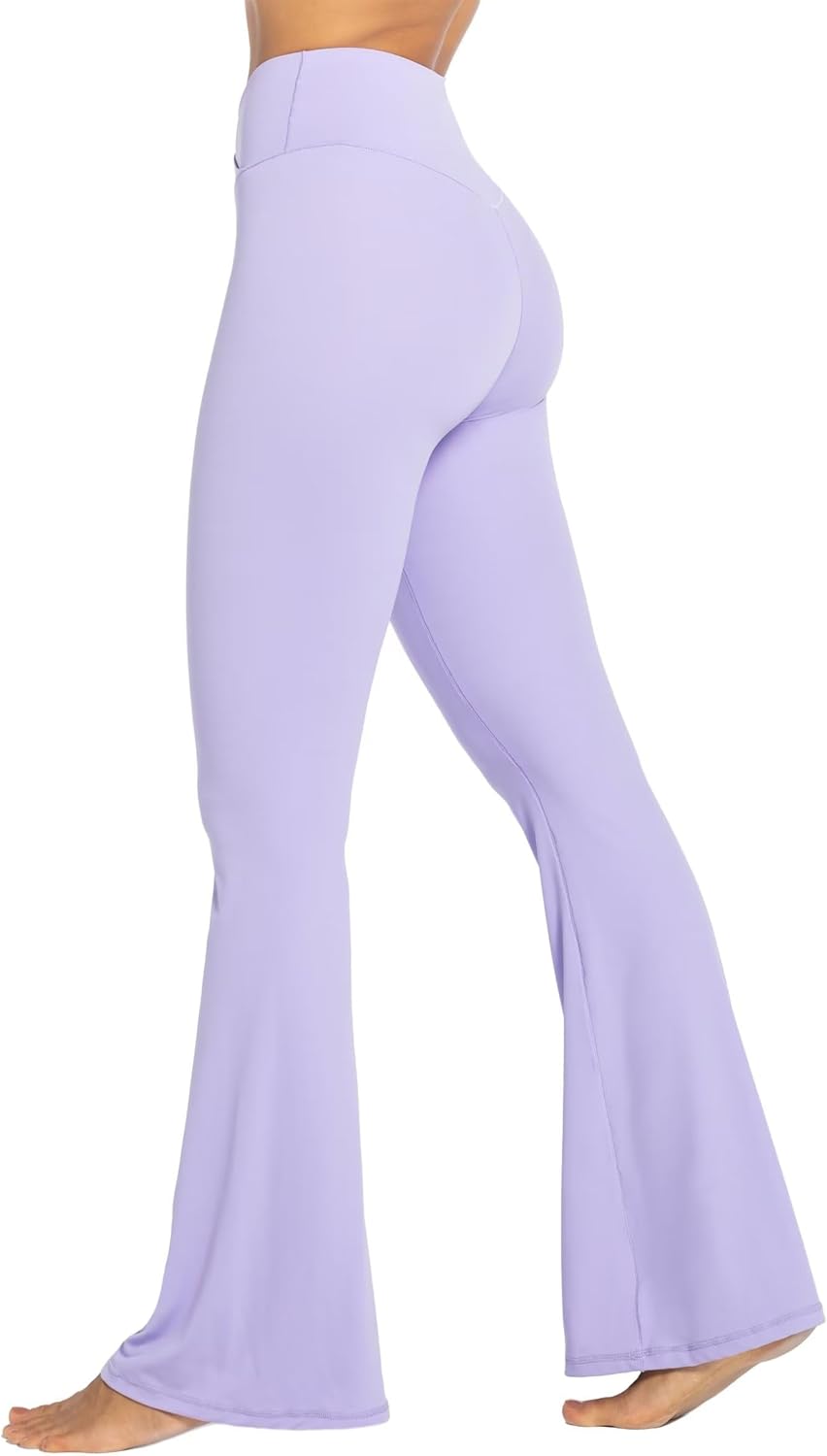Flare Leggings, Crossover Yoga Pants with Tummy Control, High-Waisted and Wide Leg