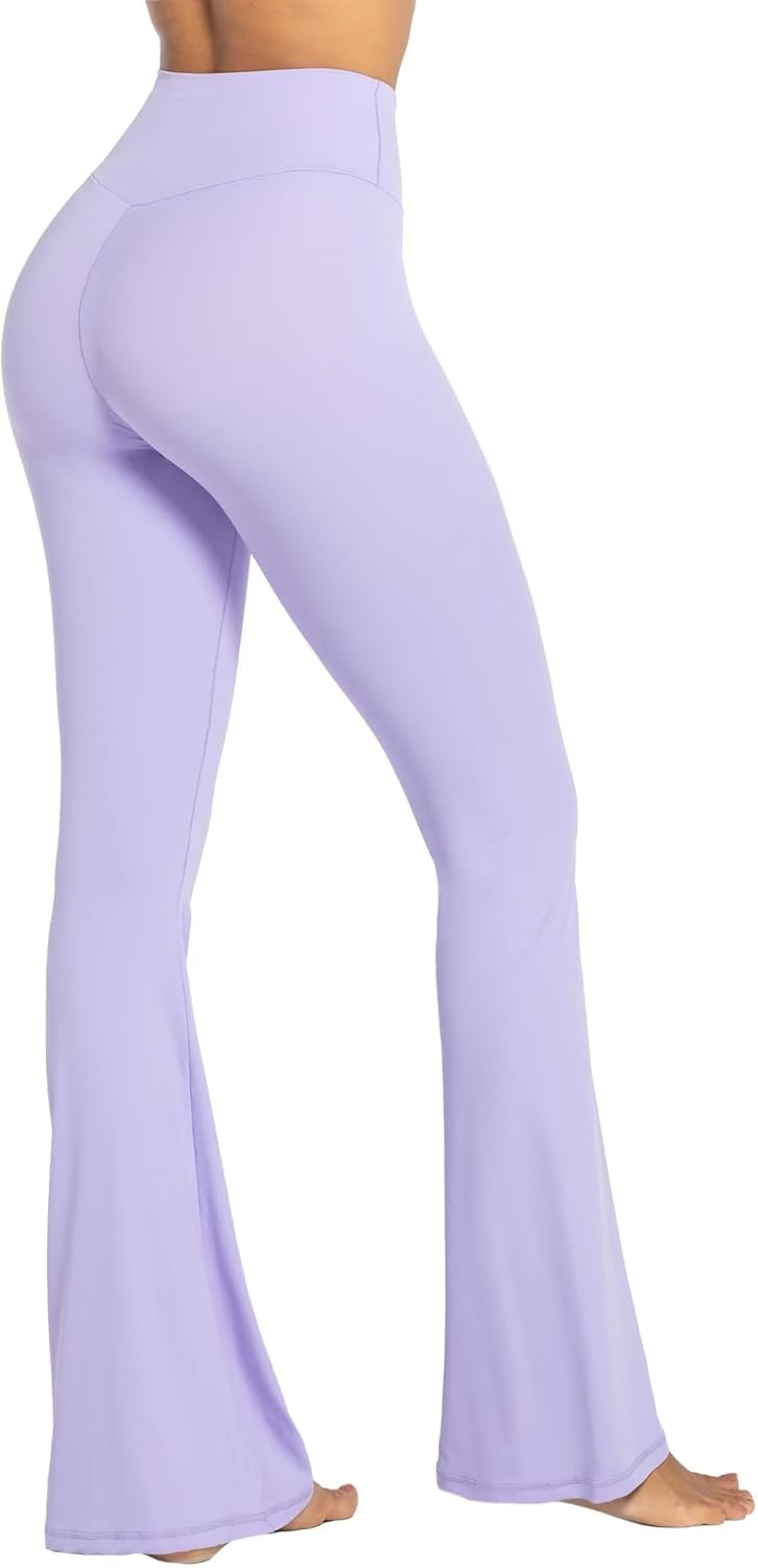 Flare Leggings, Crossover Yoga Pants with Tummy Control, High-Waisted and Wide Leg