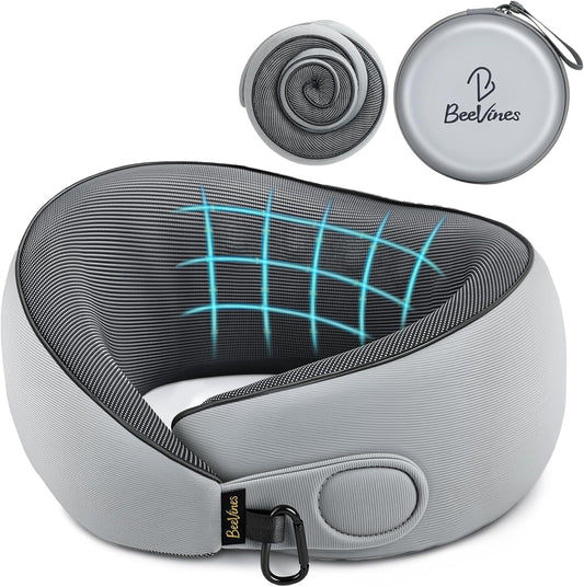 Travel Pillow with Carry Case, Memory Foam Neck Pillows for Flight