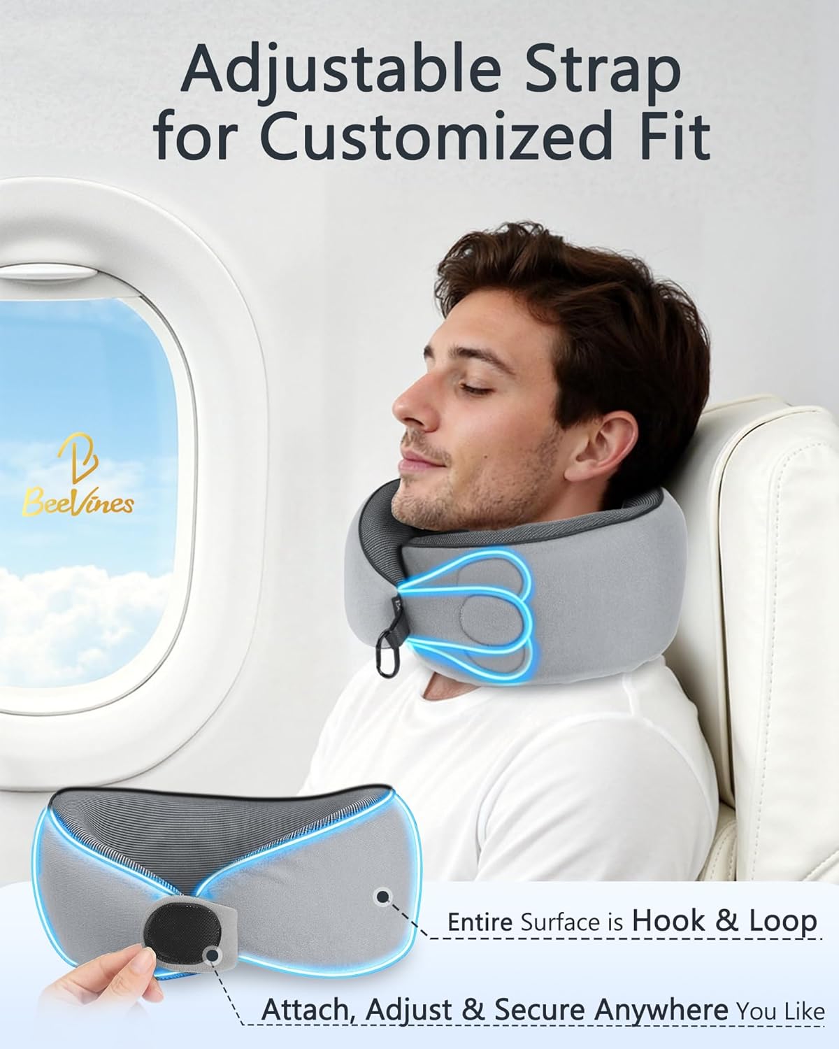 Travel Pillow with Carry Case, Memory Foam Neck Pillows for Flight