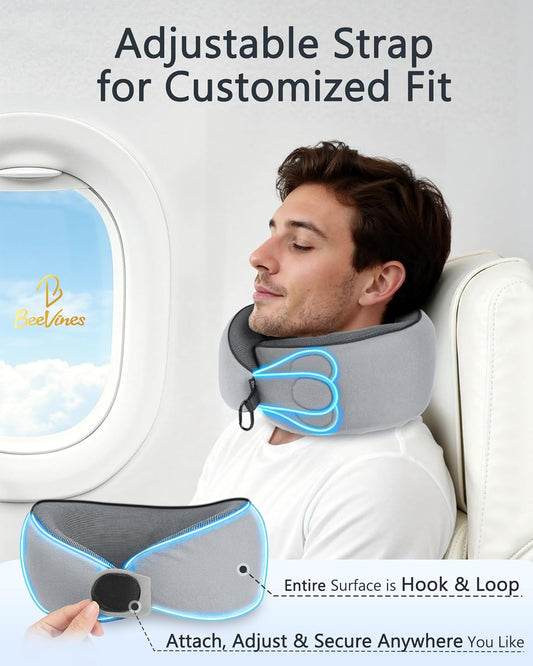 Travel Pillow with Carry Case, Memory Foam Neck Pillows for Flight