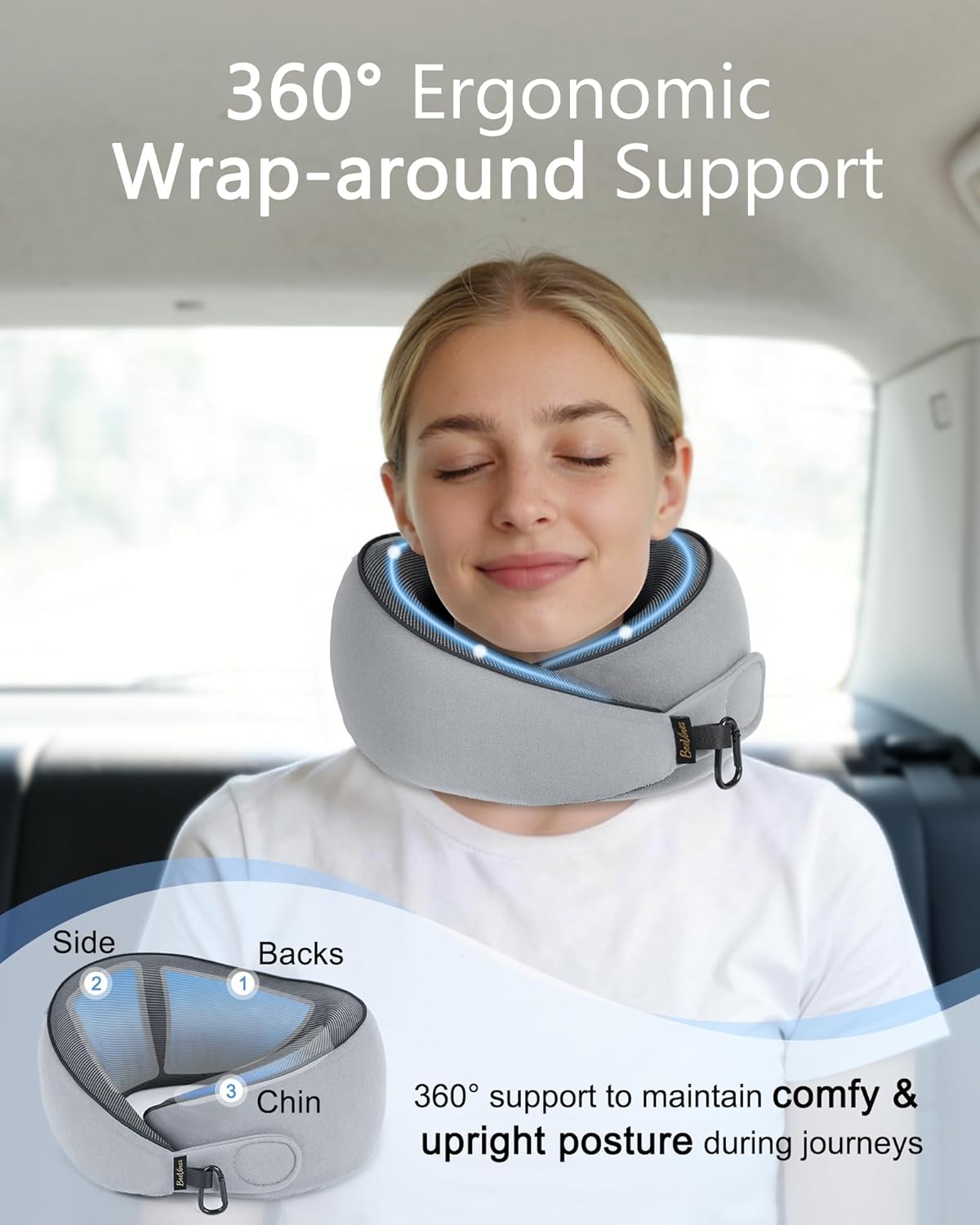 Travel Pillow with Carry Case, Memory Foam Neck Pillows for Flight