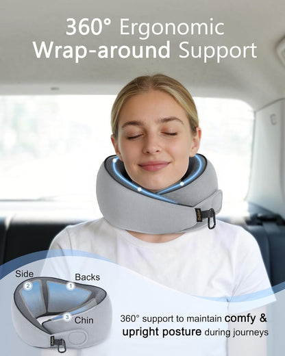 Travel Pillow with Carry Case, Memory Foam Neck Pillows for Flight