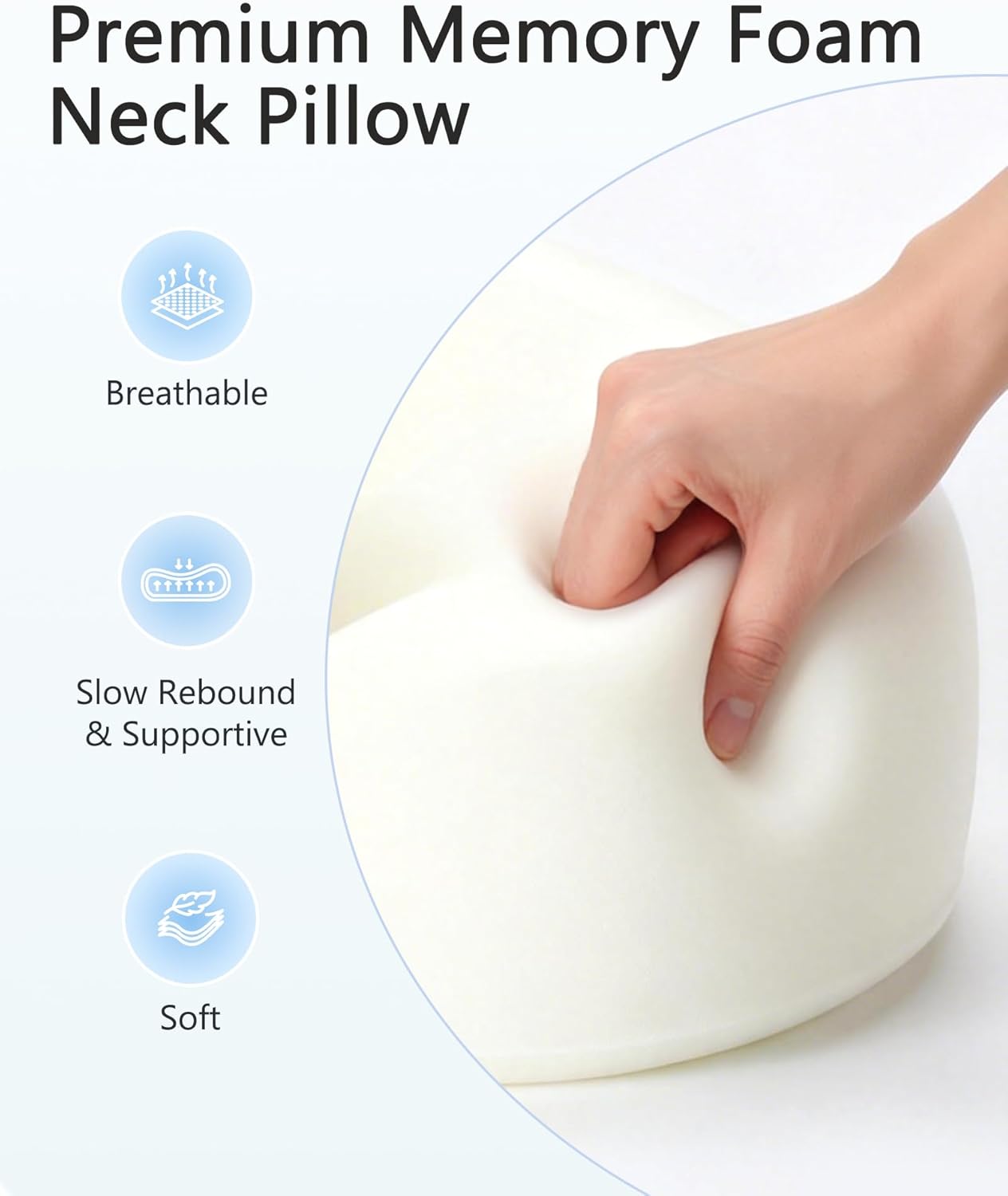 Travel Pillow with Carry Case, Memory Foam Neck Pillows for Flight