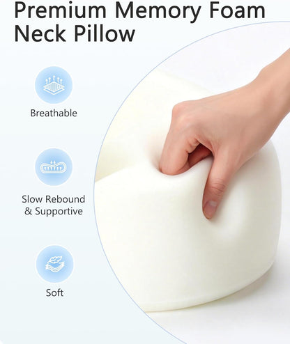 Travel Pillow with Carry Case, Memory Foam Neck Pillows for Flight