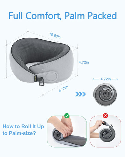 Travel Pillow with Carry Case, Memory Foam Neck Pillows for Flight