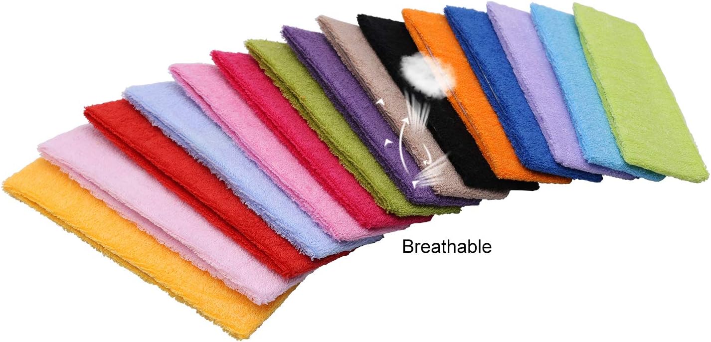 INNOLIFE 15 PCS Ultra Thin Sweatband for Women, Yoga Headbands, Soft Cotton Sweatbands Fabric Headbands for Indoor Outdoor Yoga Exercise Fitness