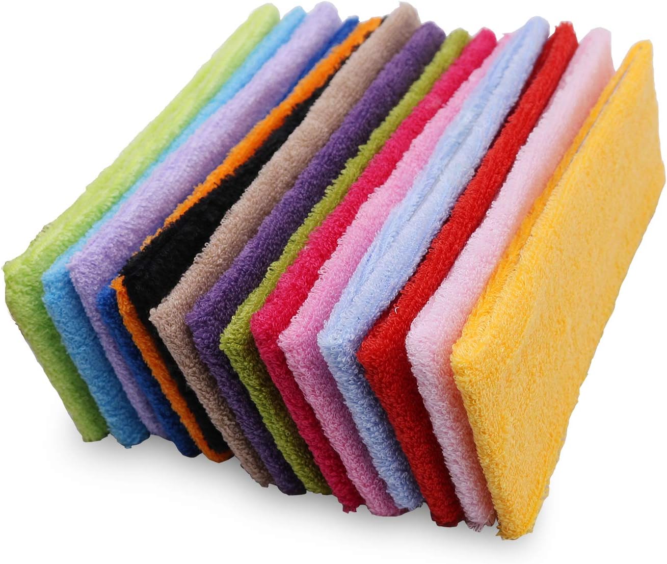 INNOLIFE 15 PCS Ultra Thin Sweatband for Women, Yoga Headbands, Soft Cotton Sweatbands Fabric Headbands for Indoor Outdoor Yoga Exercise Fitness