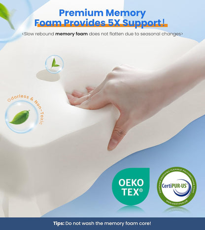 Ultra Pain Relief Cooling Pillow for Neck Support, Adjustable Cervical Pillow Cozy Sleeping, Odorless Ergonomic Contour Memory Foam Pillows, Orthopedic Bed Pillow for Side Back Stomach Sleeper