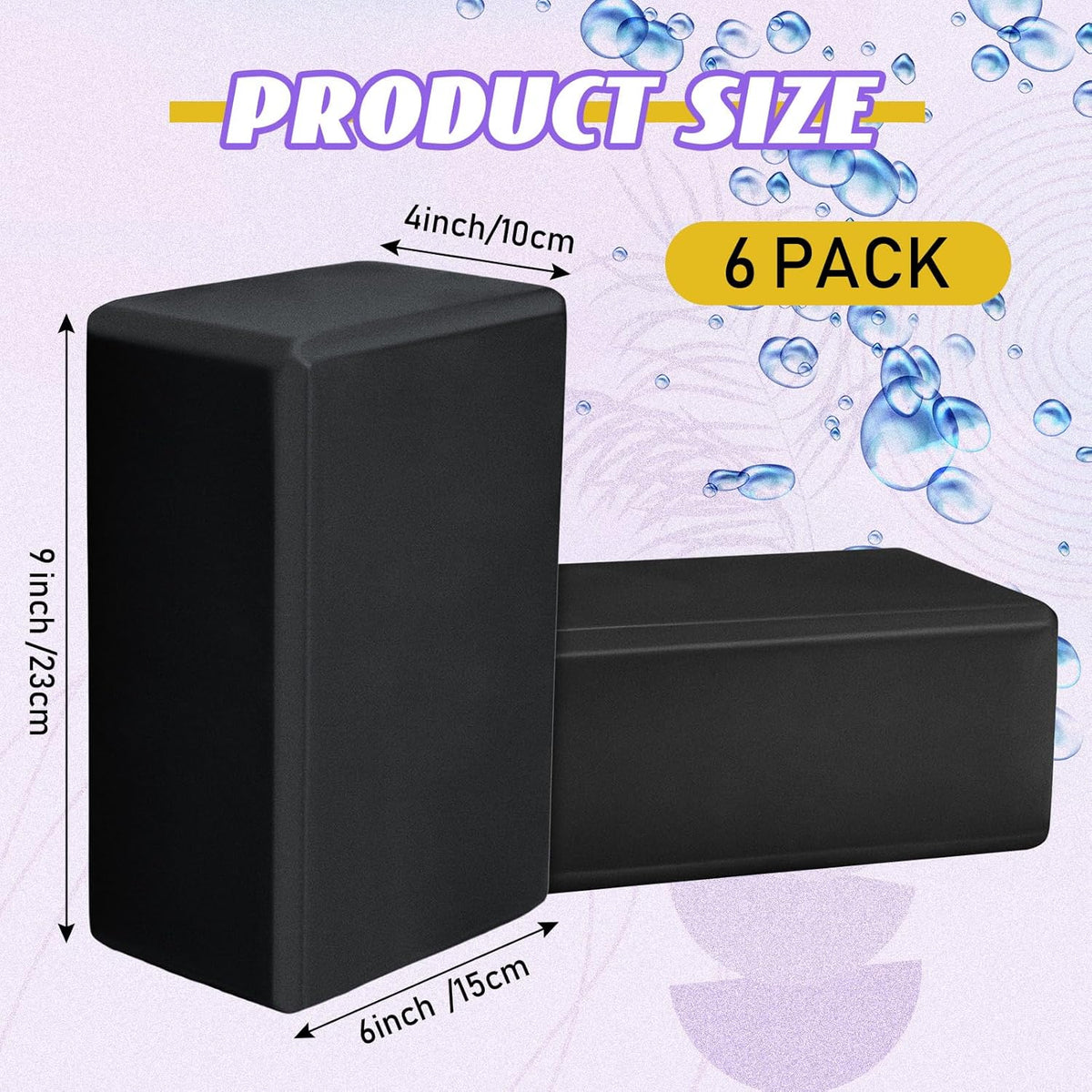 6 Pack Yoga Blocks 9 x 6 x 4 Inch EVA Foam Lightweight Non Slip Yoga Props for Pilates Stretching Meditation