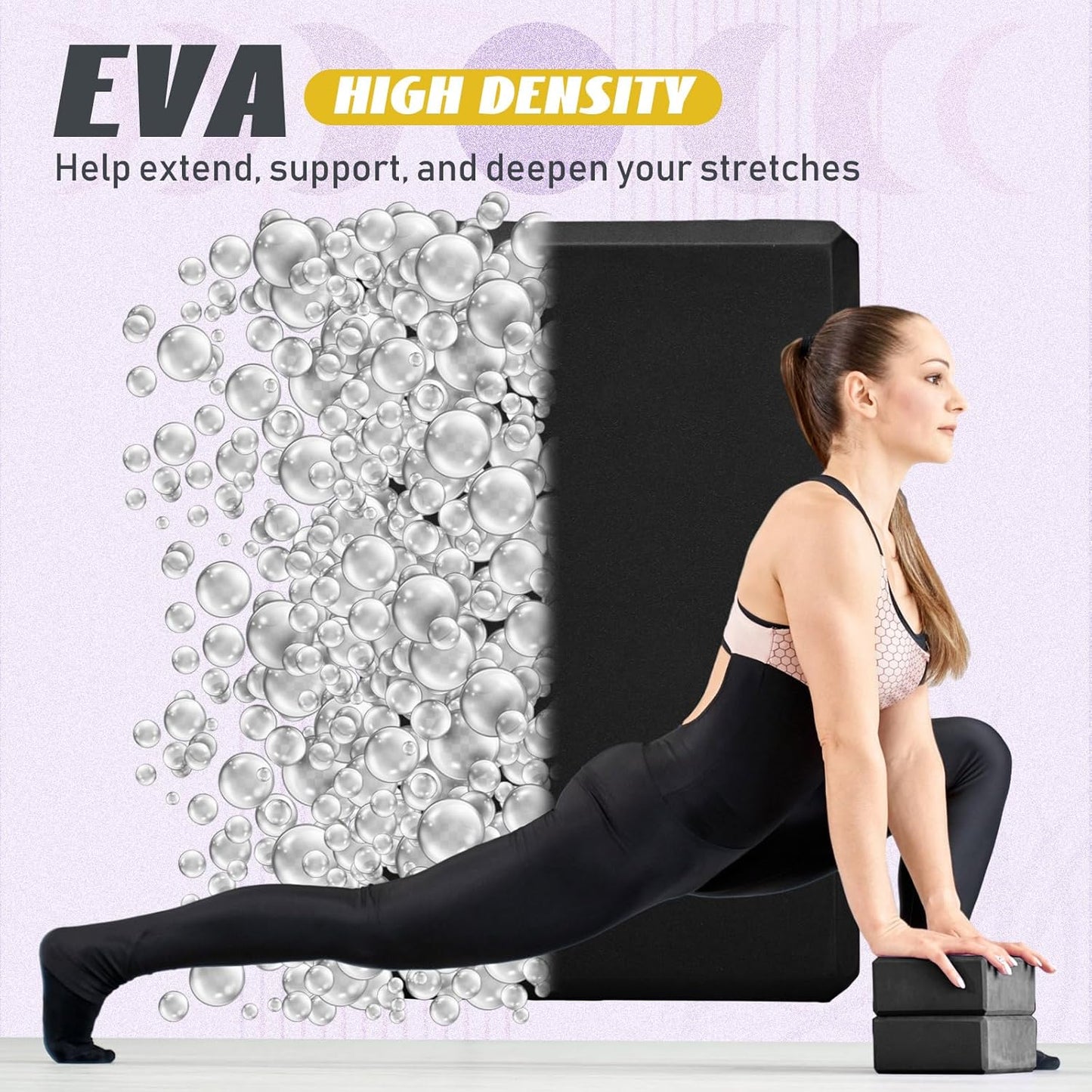 6 Pack Yoga Blocks 9 x 6 x 4 Inch EVA Foam Lightweight Non Slip Yoga Props for Pilates Stretching Meditation