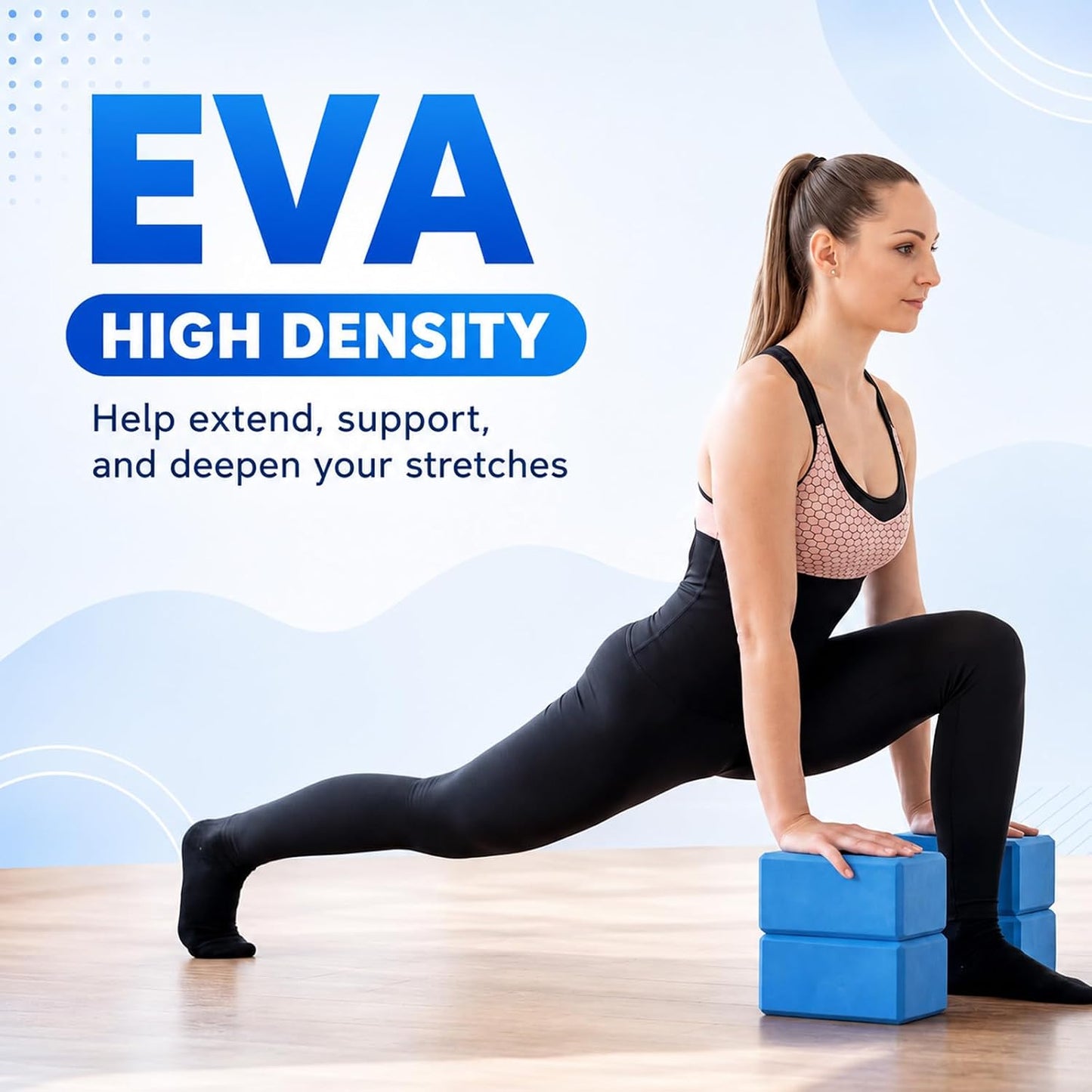 6 Pack Yoga Blocks 9 x 6 x 4 Inch EVA Foam Lightweight Non Slip Yoga Props for Pilates Stretching Meditation