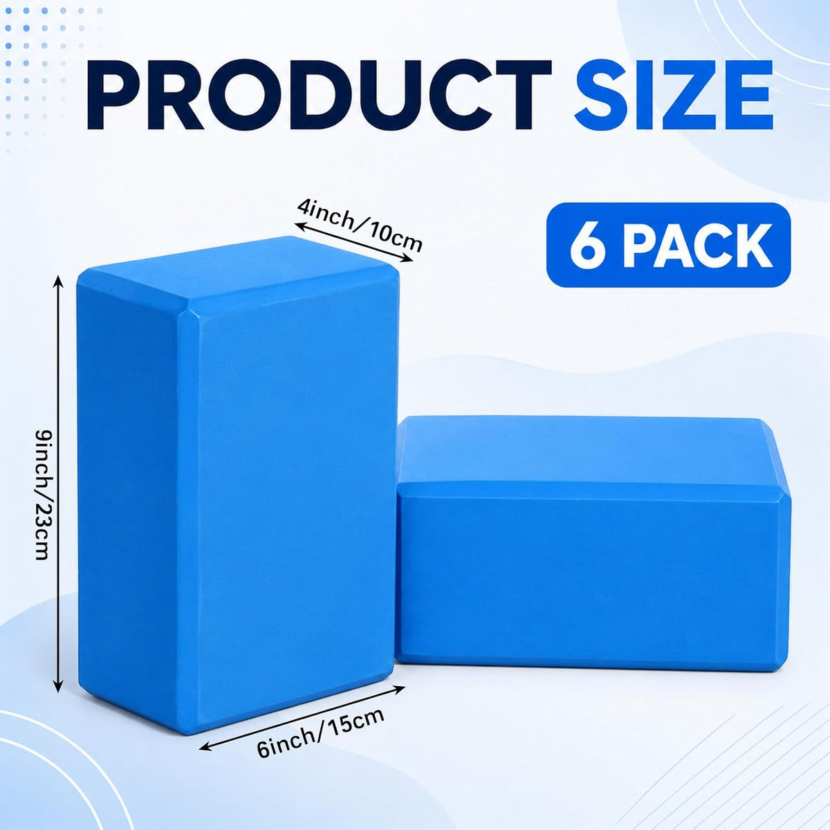 6 Pack Yoga Blocks 9 x 6 x 4 Inch EVA Foam Lightweight Non Slip Yoga Props for Pilates Stretching Meditation