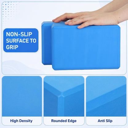 6 Pack Yoga Blocks 9 x 6 x 4 Inch EVA Foam Lightweight Non Slip Yoga Props for Pilates Stretching Meditation