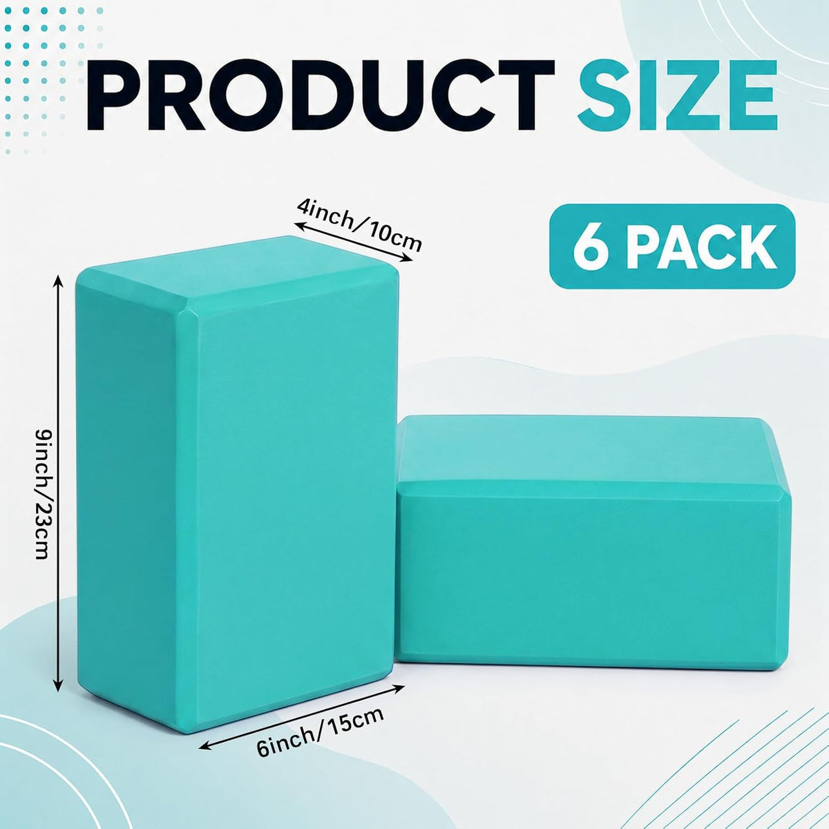 6 Pack Yoga Blocks 9 x 6 x 4 Inch EVA Foam Lightweight Non Slip Yoga Props for Pilates Stretching Meditation