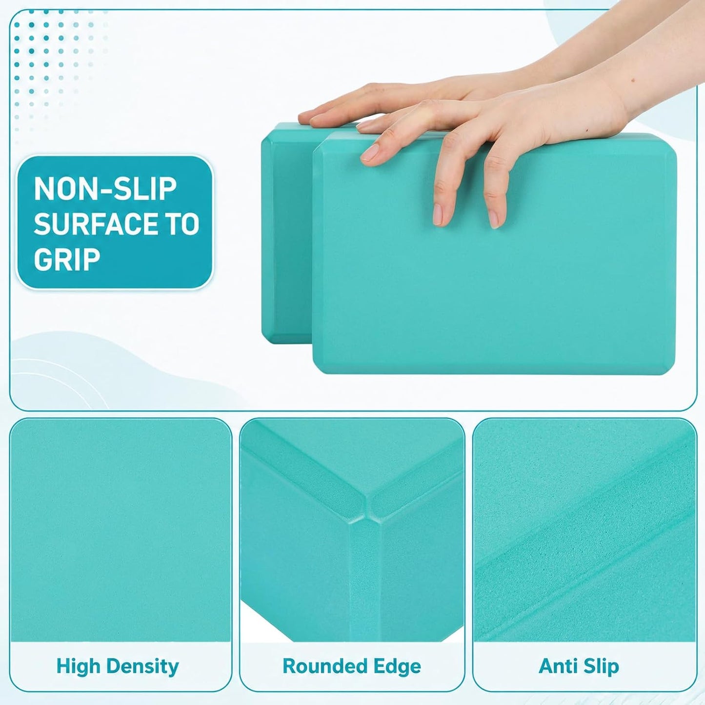 6 Pack Yoga Blocks 9 x 6 x 4 Inch EVA Foam Lightweight Non Slip Yoga Props for Pilates Stretching Meditation